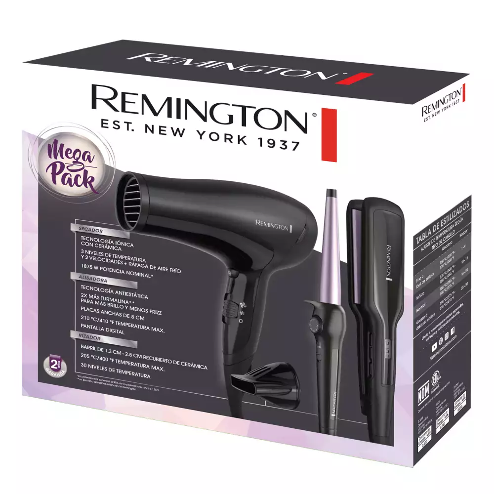 Alisador+Secador+Riz Remington S5520-D3015Mlf Mega Pack 1875 W N