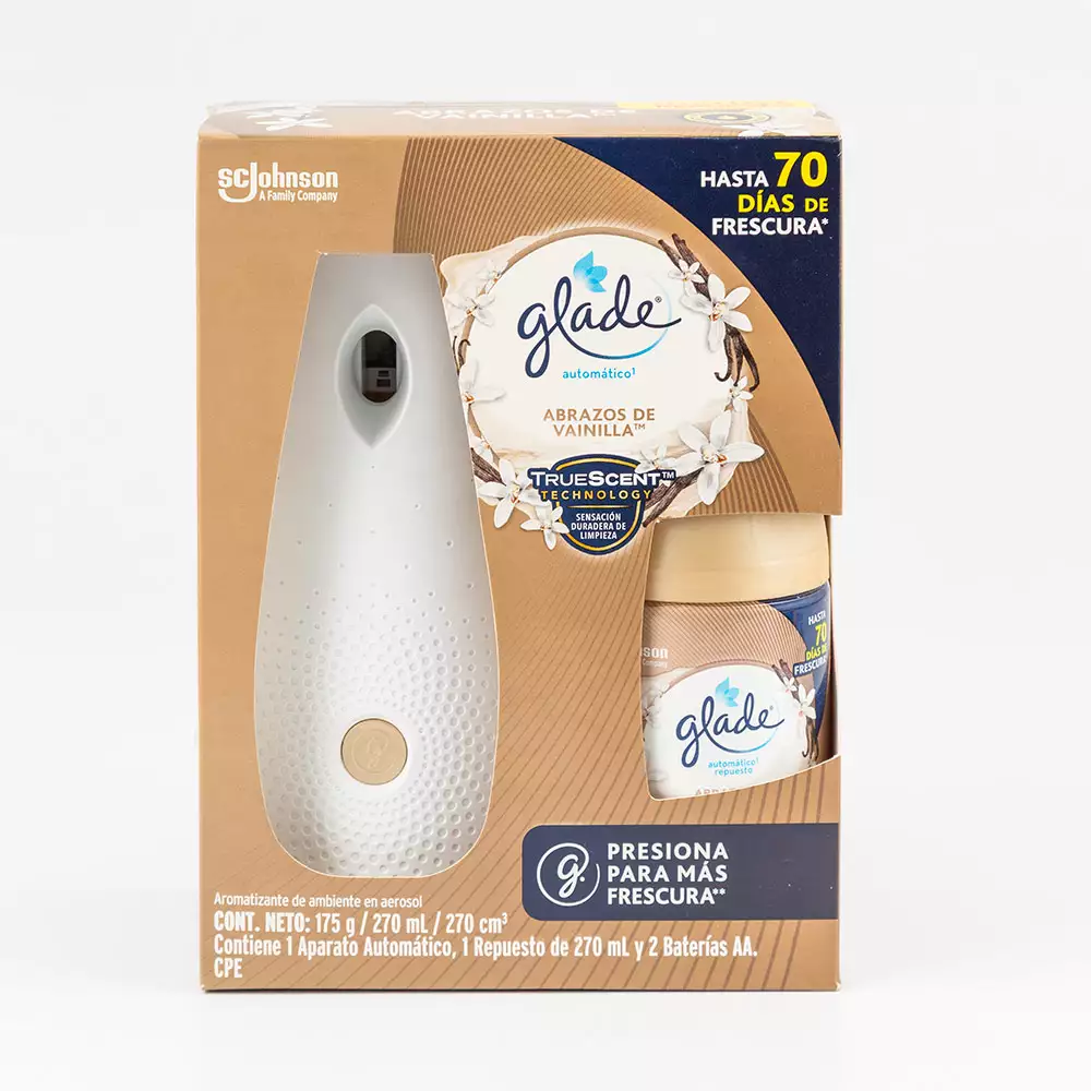 Ambientador Glade Automatico .56 Kg 175 Ml 4 Ud Vainilla 3647