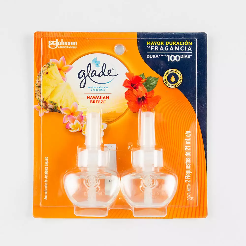 Ambientador Glade Electrico Repuesto 42 Ml 2 Ud Hawaian Breeze