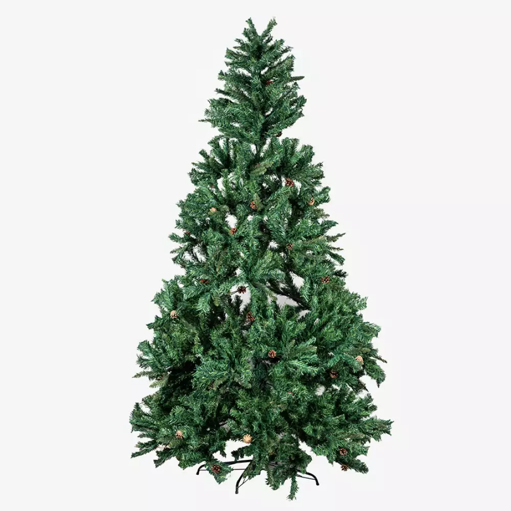 Árbol de Navidad Canadian 2.40 Metros Con Piñas 1436 Puntas Base Metálica