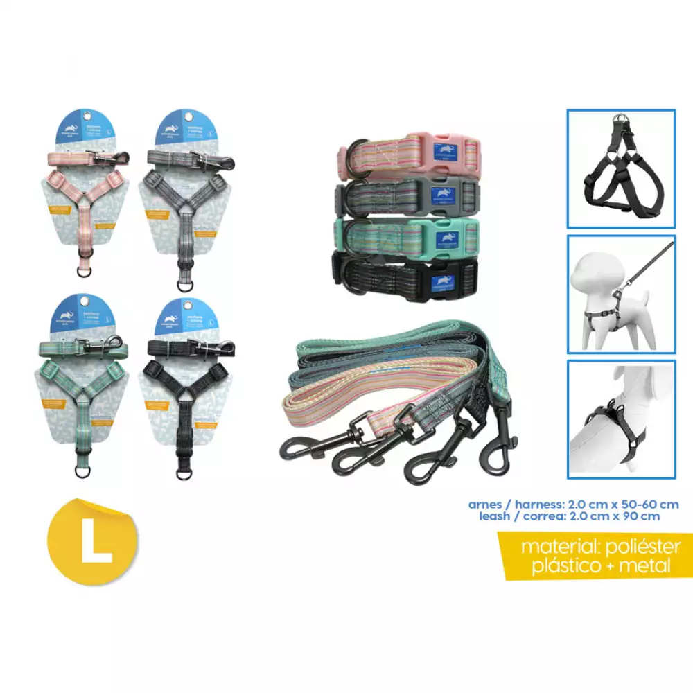 Arnés + Correa Animal Planet Surtido L 3/4X20-24 - 3/4X3Ft