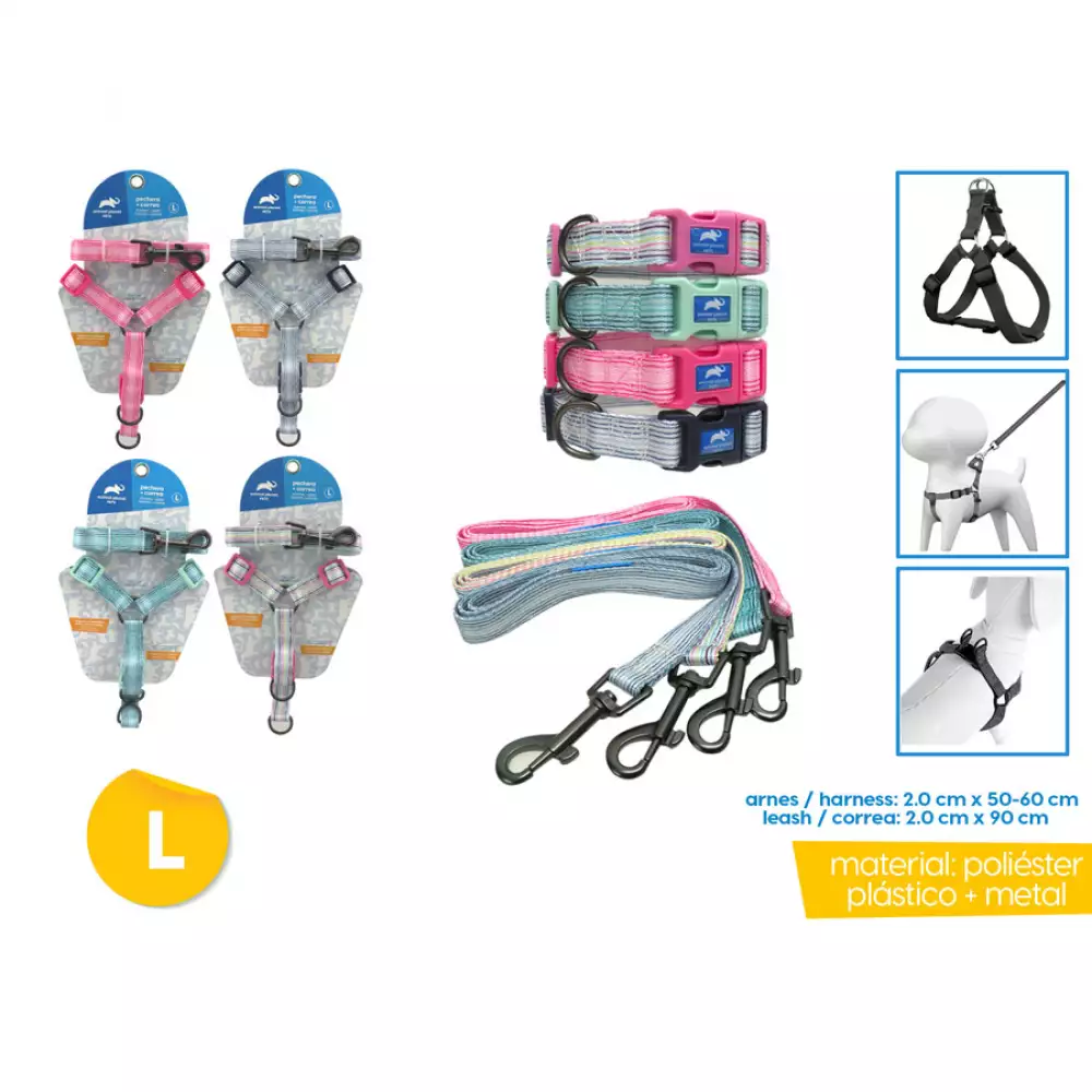 Arnés + Correa Animal Planet Surtido L 3/4X20-24 - 3/4X3Ft Ap-D715