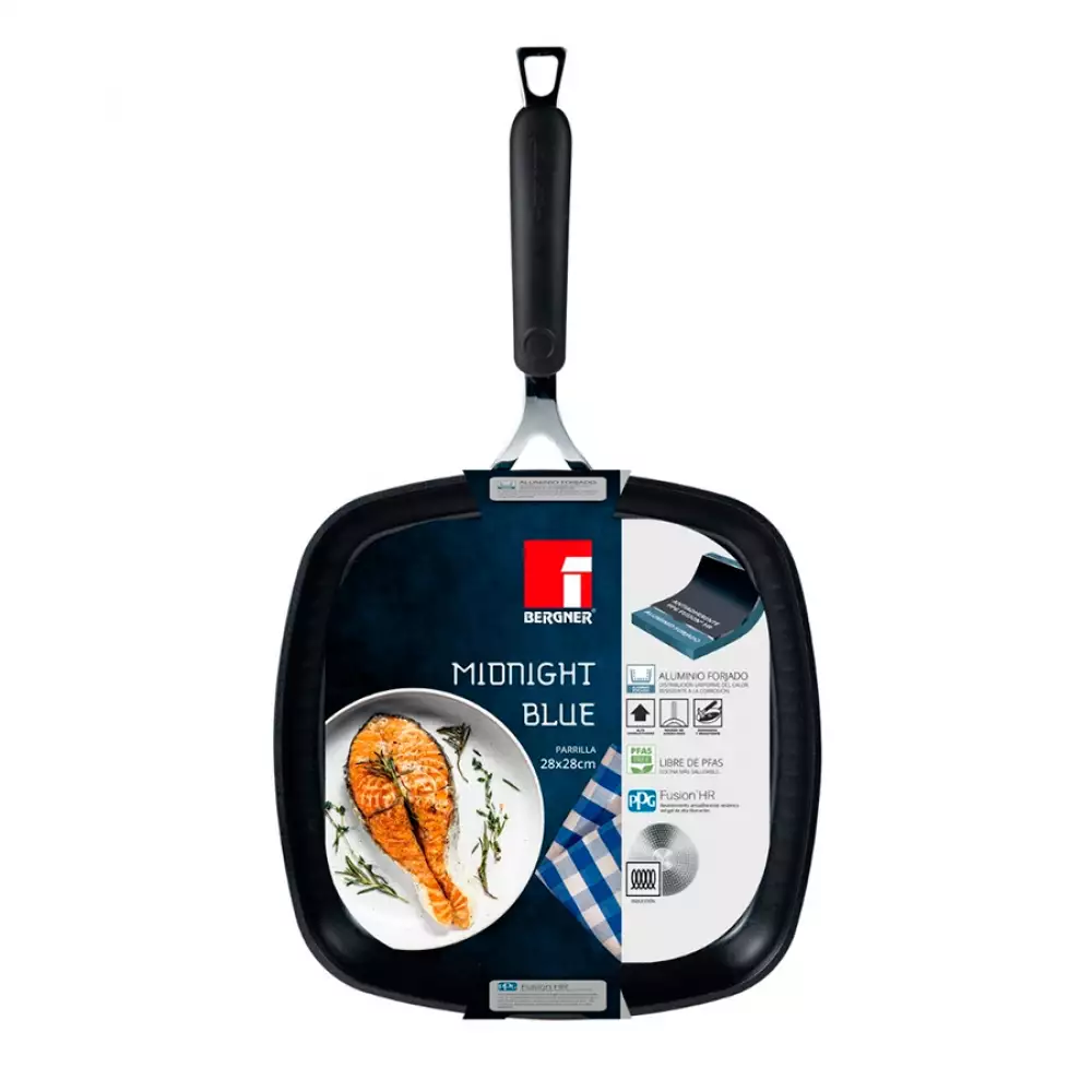 Asador Bergner 28X4.5Xcm Azul Aluminio Forjado Bg30506Blk