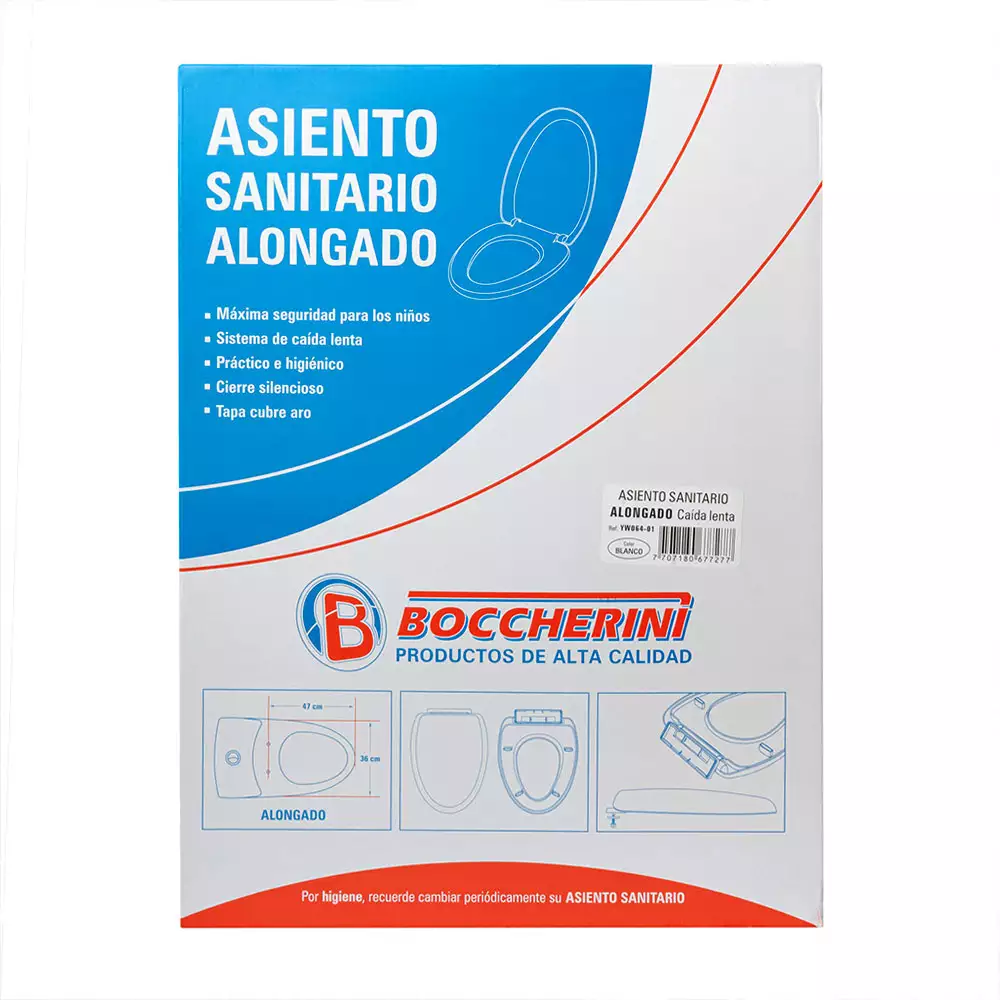 Asiento Sanitario Boccherini Alongado Caida Lenta Blanco Polipro