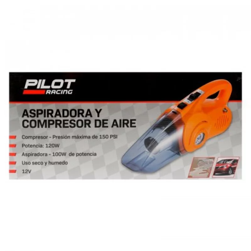 Aspiradora Compresor Para Auto Pilot 12V 2 En 1