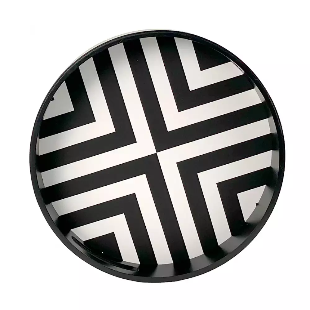 Bandeja Deco Concepts Lineas Monocromia 30X5X30Cm Blanco Negro 5