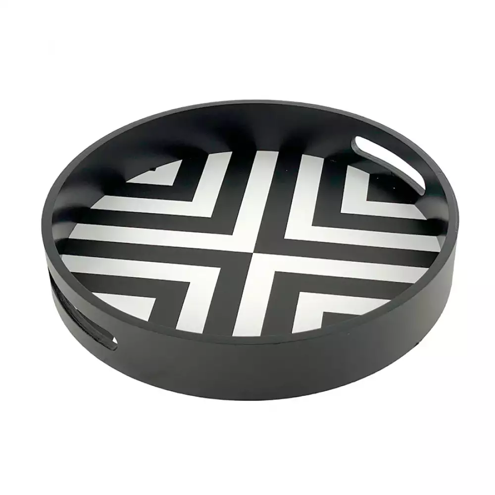 Bandeja Deco Concepts Lineas Monocromia 30X5X30Cm Blanco Negro 5