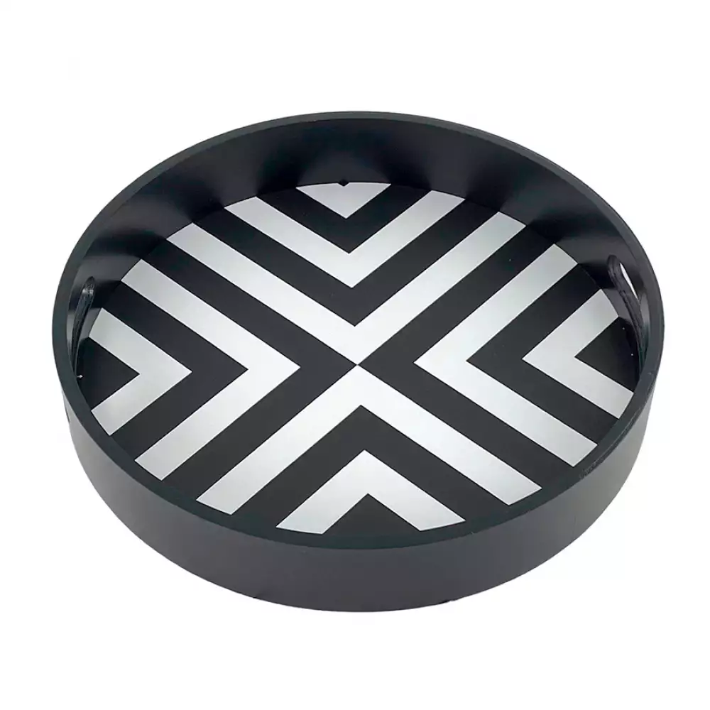 Bandeja Deco Concepts Lineas Monocromia 30X5X30Cm Blanco Negro 5