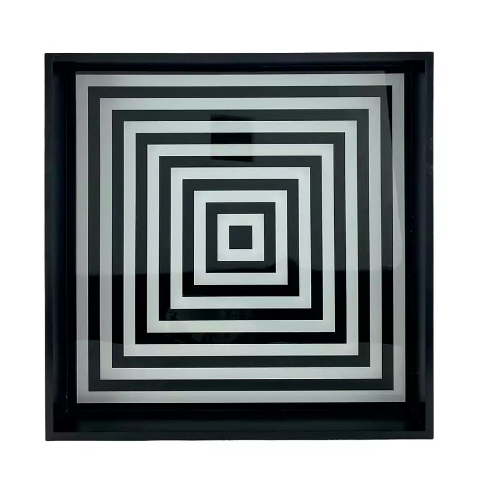 Bandeja Deco Concepts Monocromia 40X5X40Cm Blanco Negro Vidrio