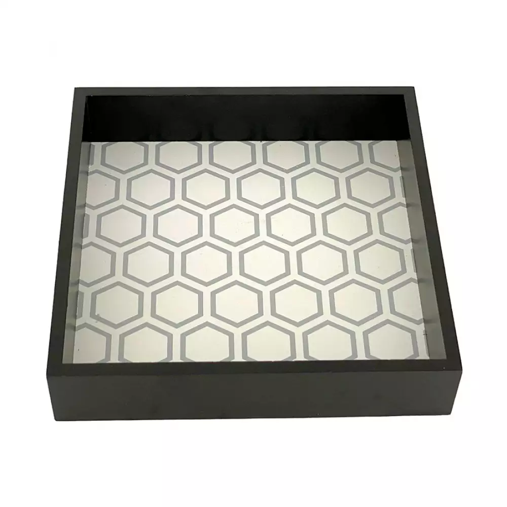 Bandeja Deco Concepts Rombos Monocromia 21X4X21Cm Blanco Negro M