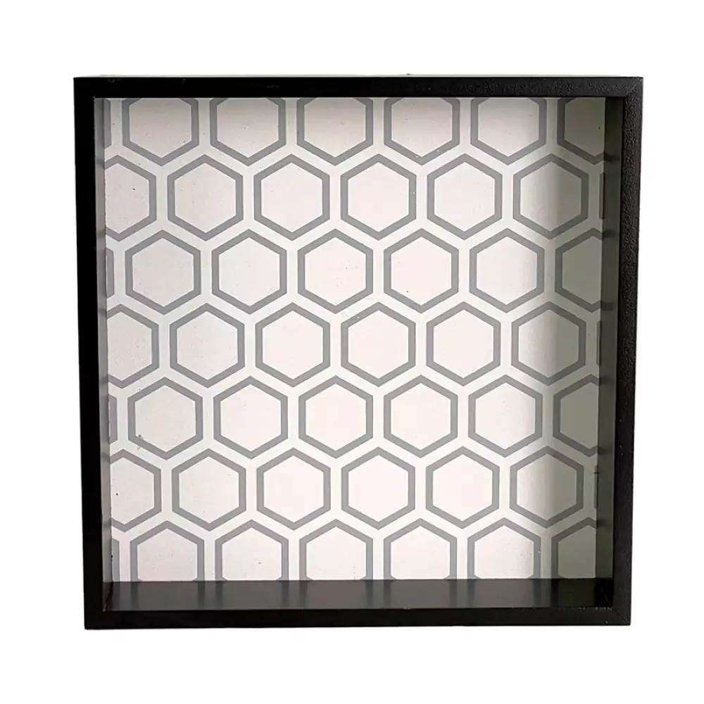 Bandeja Deco Concepts Rombos Monocromia 21X4X21Cm Blanco Negro M