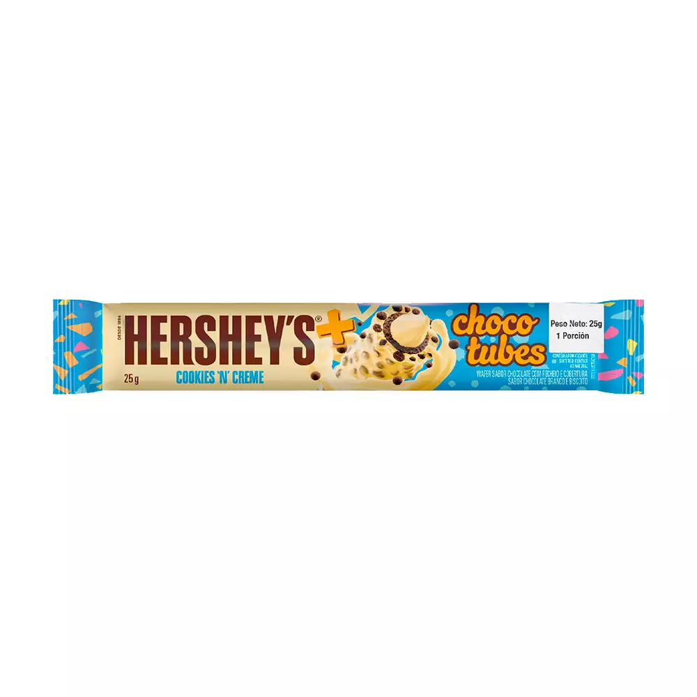 Barquillo Hersheys Chocotubes 25 Gr Cookies And Creme 22091
