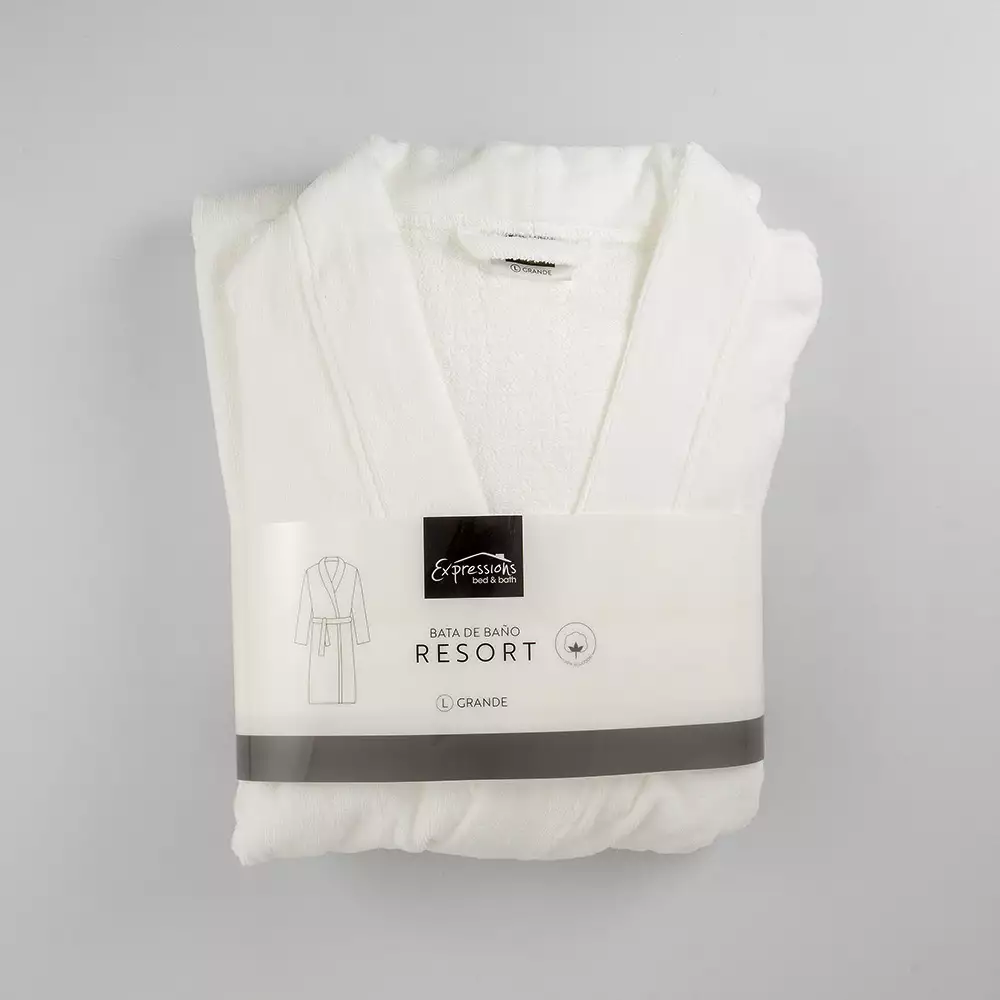 Bata De Bano Expressions Grande Blanco 350 Gr Algodon Brlres350O