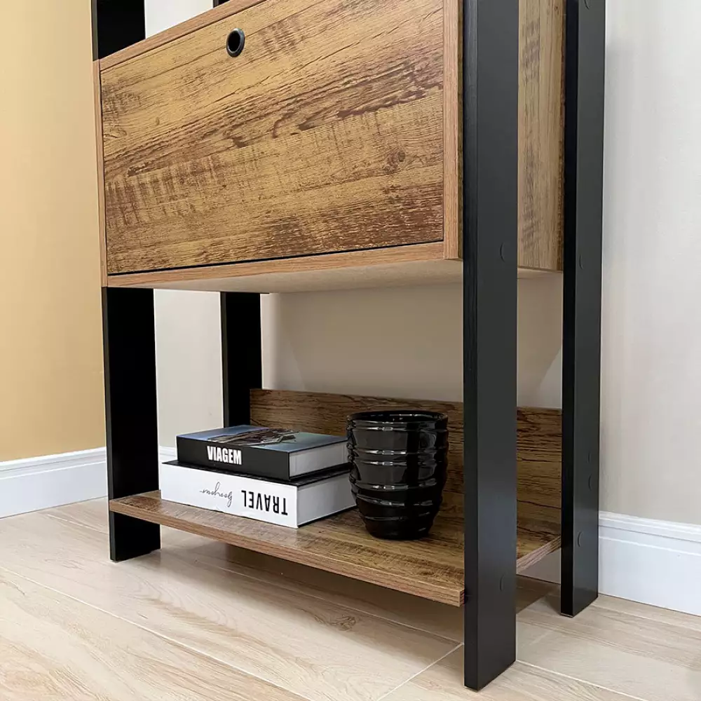 Biblioteca Bertolini Match 63X166X32Cm Cafe Mdp 4223