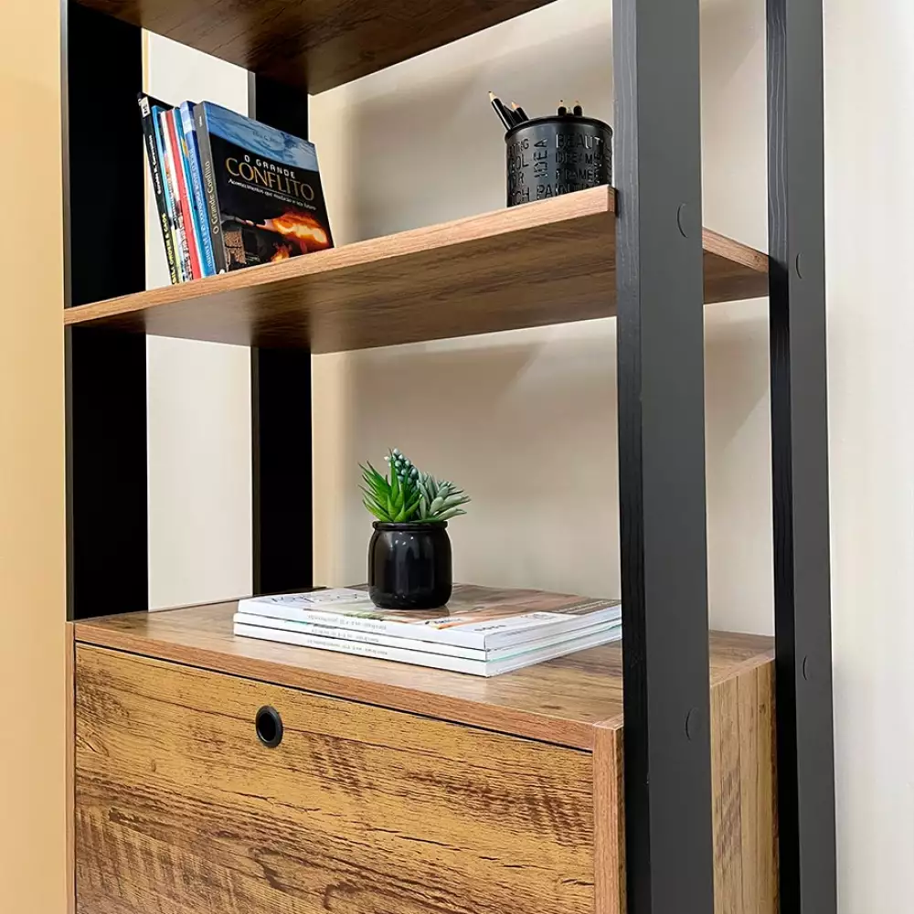 Biblioteca Bertolini Match 63X166X32Cm Cafe Mdp 4223