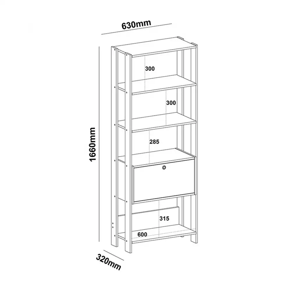 Biblioteca Bertolini Match 63X166X32Cm Cafe Mdp 4223