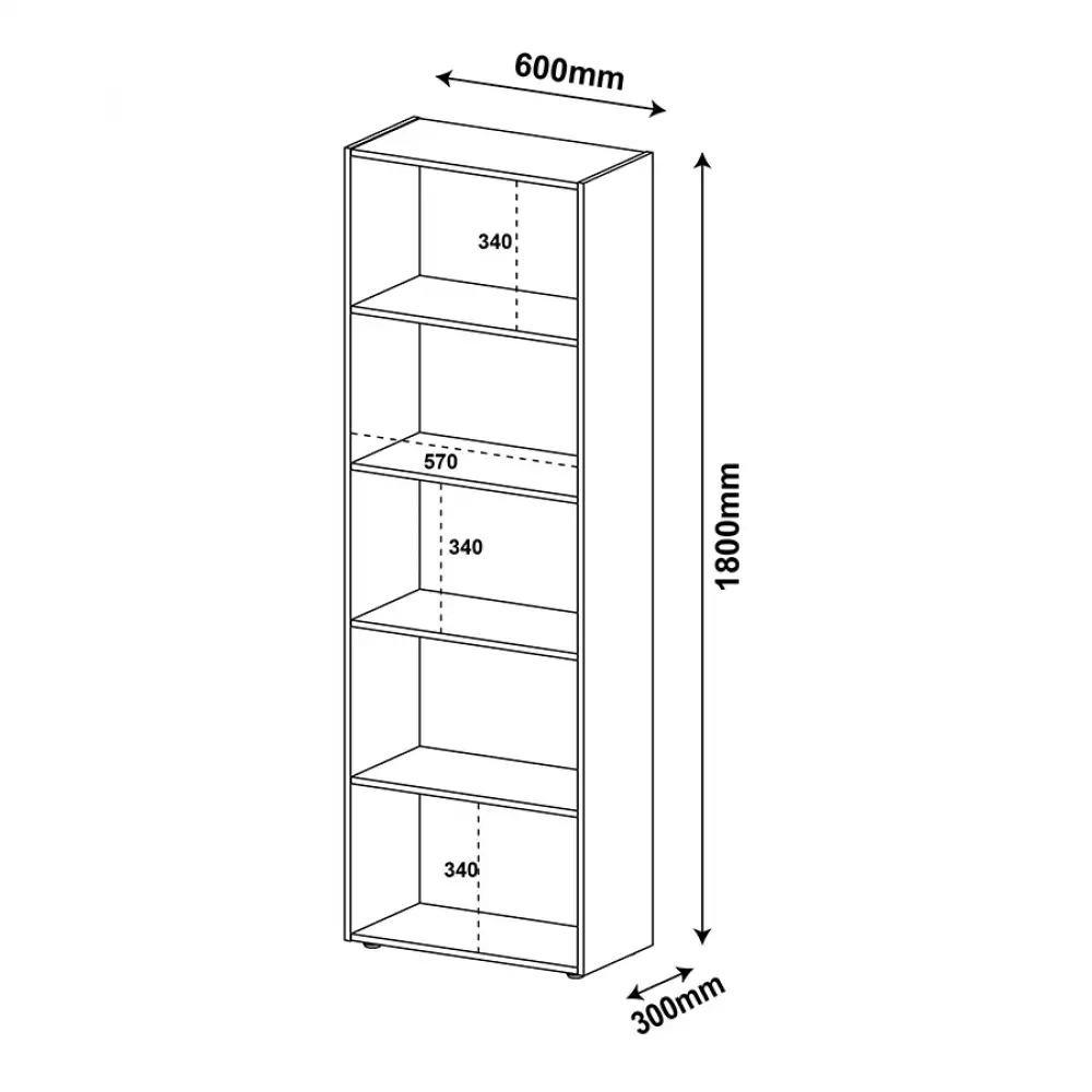 Biblioteca Bertolini Multy 60X180X30Cm Negro Mdp 4146