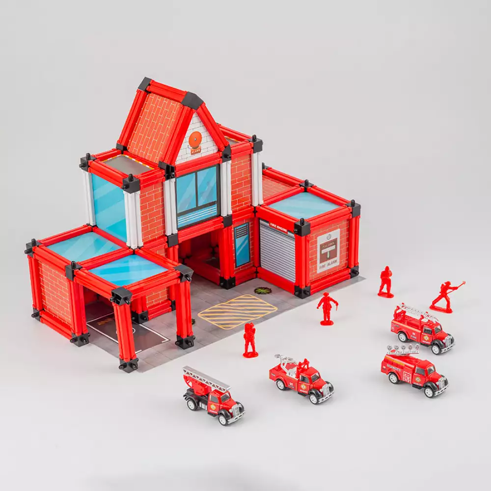 Bloques Maypa Estacion Bomberos 38X8Cm Rojo Plastico