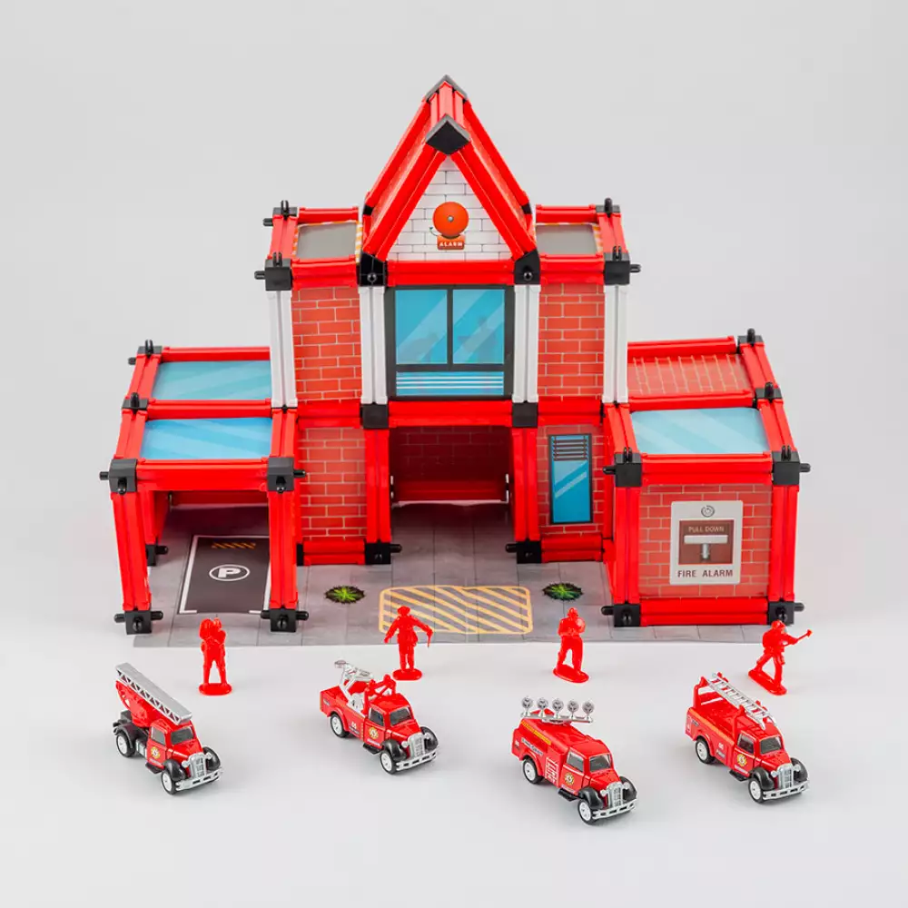 Bloques Maypa Estacion Bomberos 38X8Cm Rojo Plastico