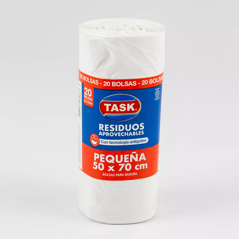 Bolsa Basura Task Pequena 50X70Cm Blanco 30 Lt 20 Ud Polietile