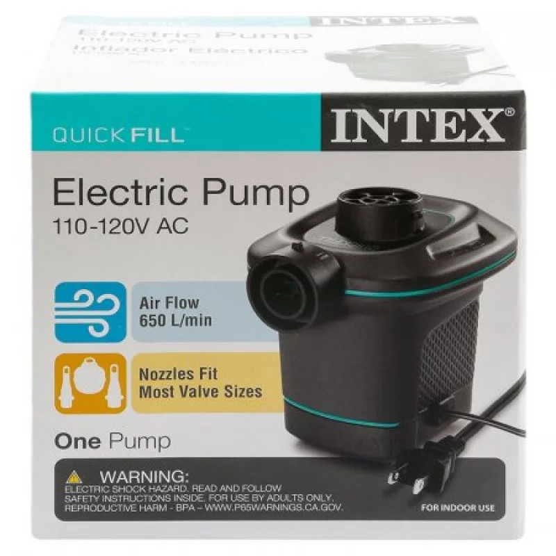 Bomba Intex Electrica 3 B/Quilla 15X22X12Cm Negro Pvc 66639E
