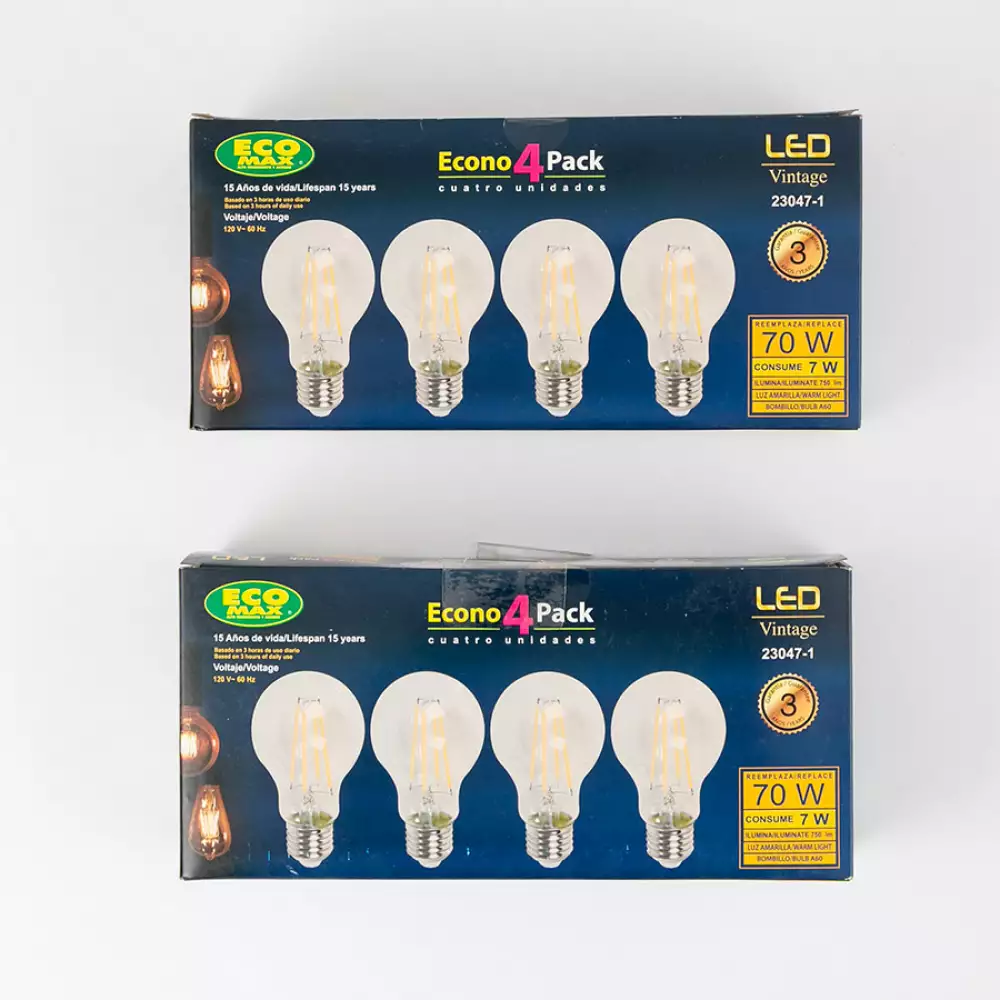Bombillo Filamento E27 Ecomax 8 Ud 7W Precio Especial