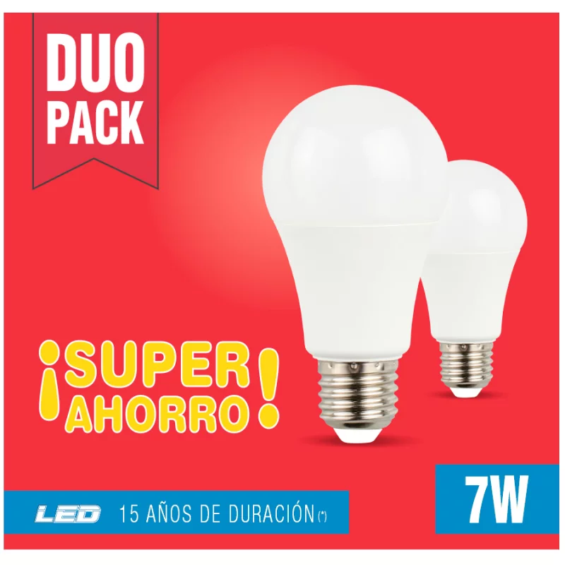 Bombillo Led 7W A60 Insolite Pack X 2 Red Luz Fría