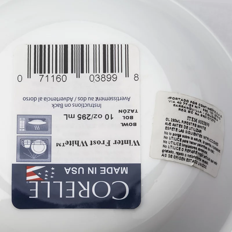 Bowl Tazon Corelle 14Cm 290Ml Ensalada Blanco Redondo En Vitrocera