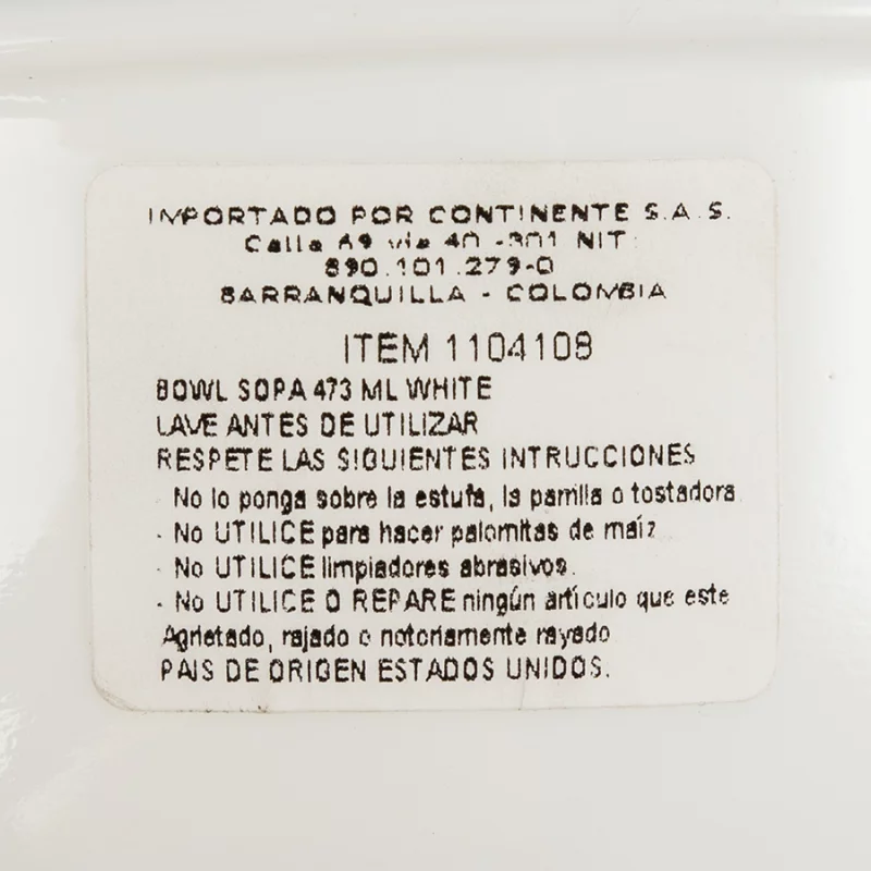 Bowl tazon corelle 473ml 14,3cm blanco redondo en vitrelle 1104108