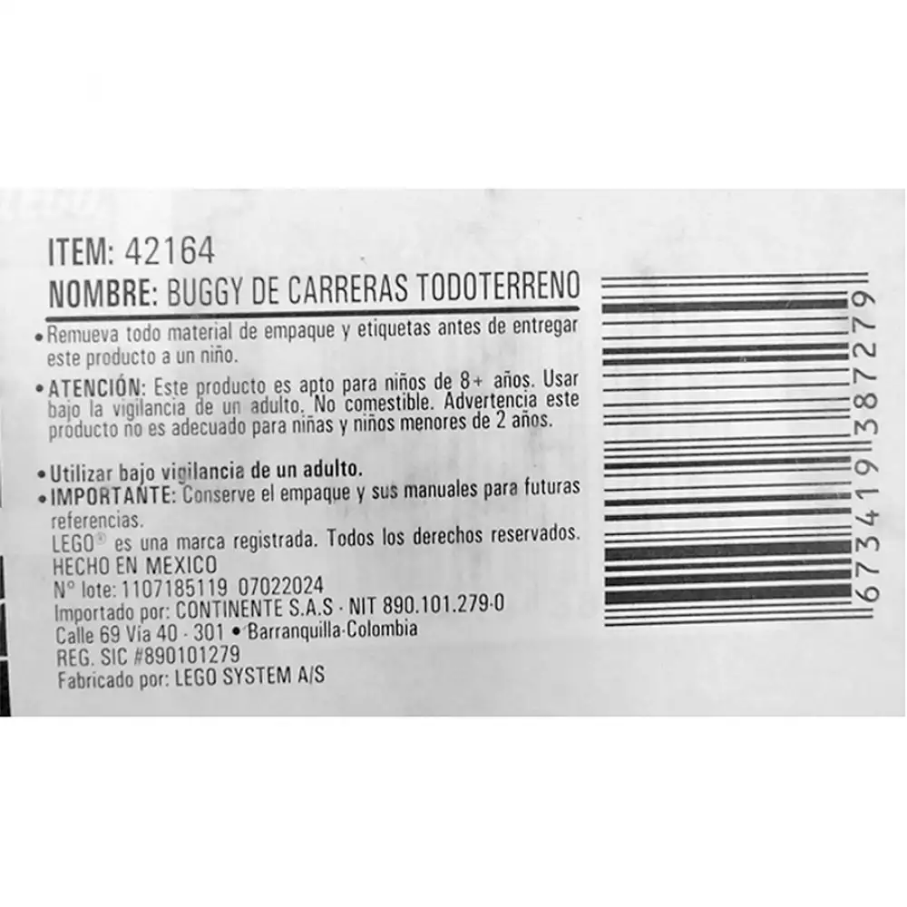 Buggy De Carrera Tecnich Lego 219Pz 42164