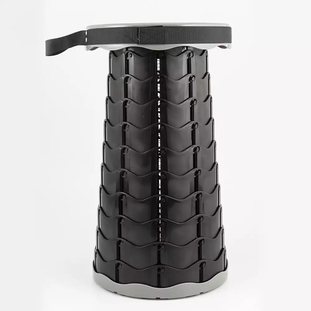 Butaco Plegable Telescópico 45cm Negro/Gris