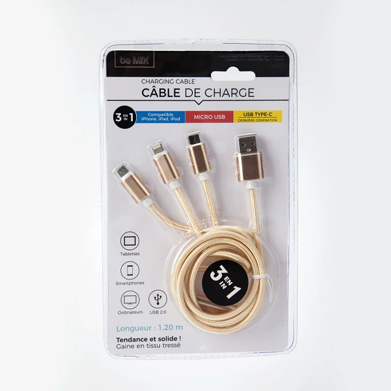 Cable 3En1 Cook Concep Tipo C Micro Usb Y Compatible Con IPhone Ht1980
