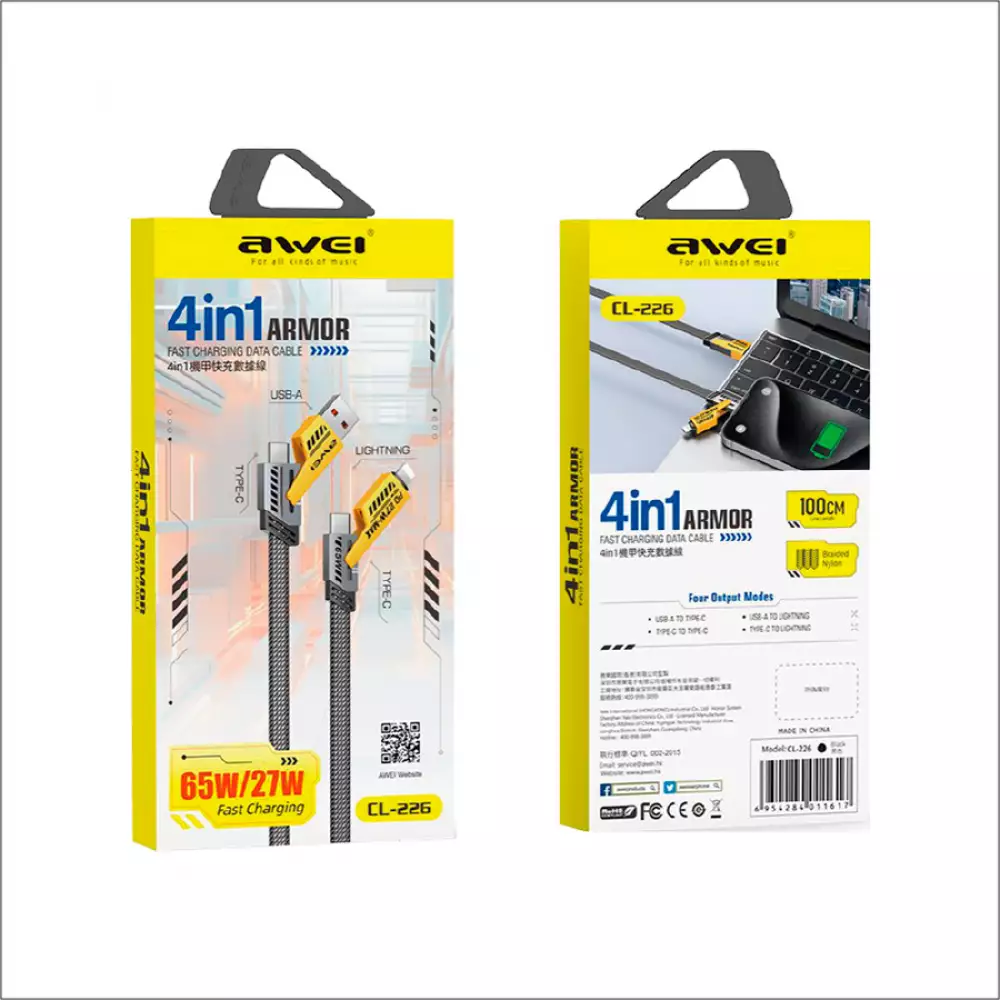 Cable 4En1 Awei Carga Rapida 27 W Cl-226