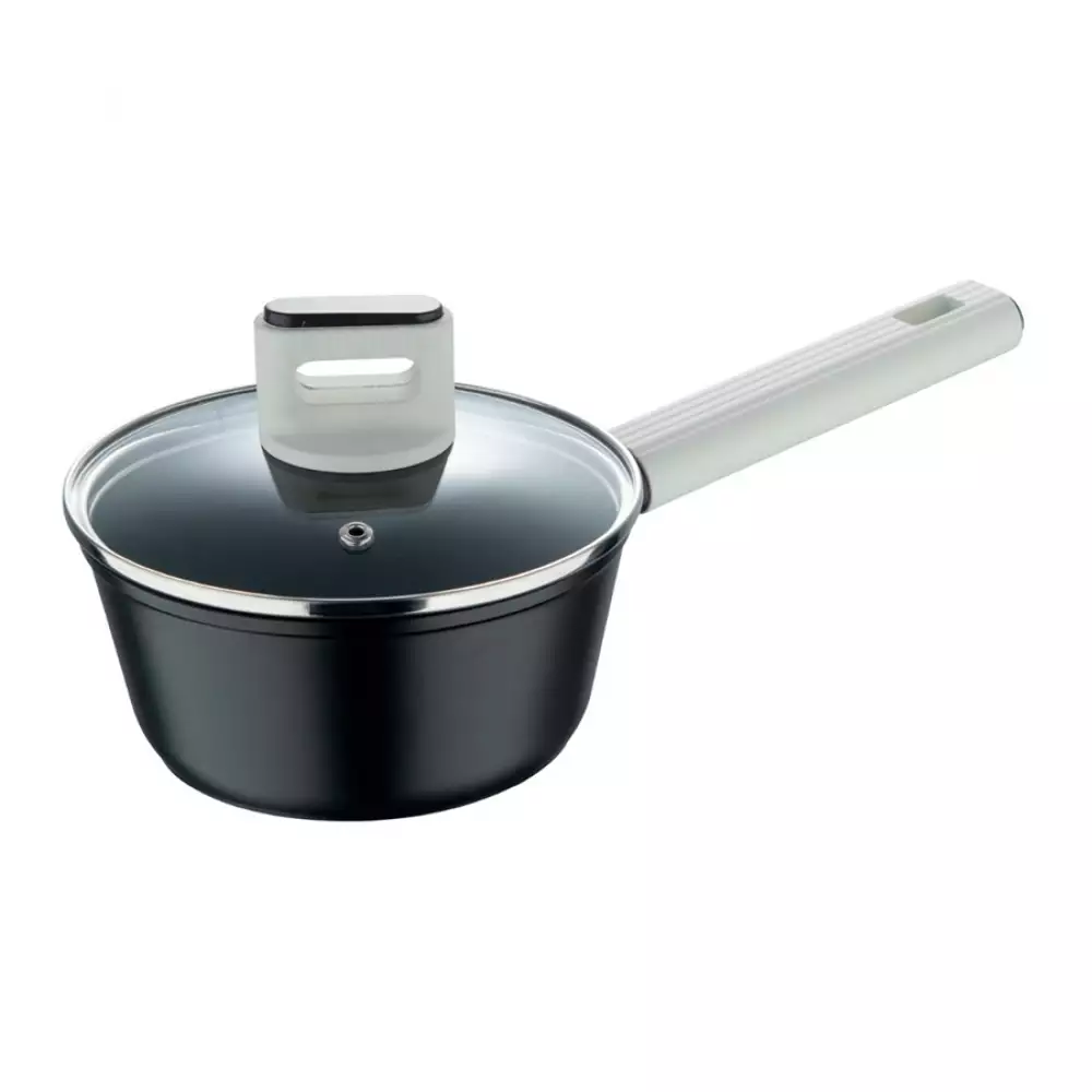 Cacerola Con Tapa Bergner Lines 16 Cm Negro Aluminio Forjado B