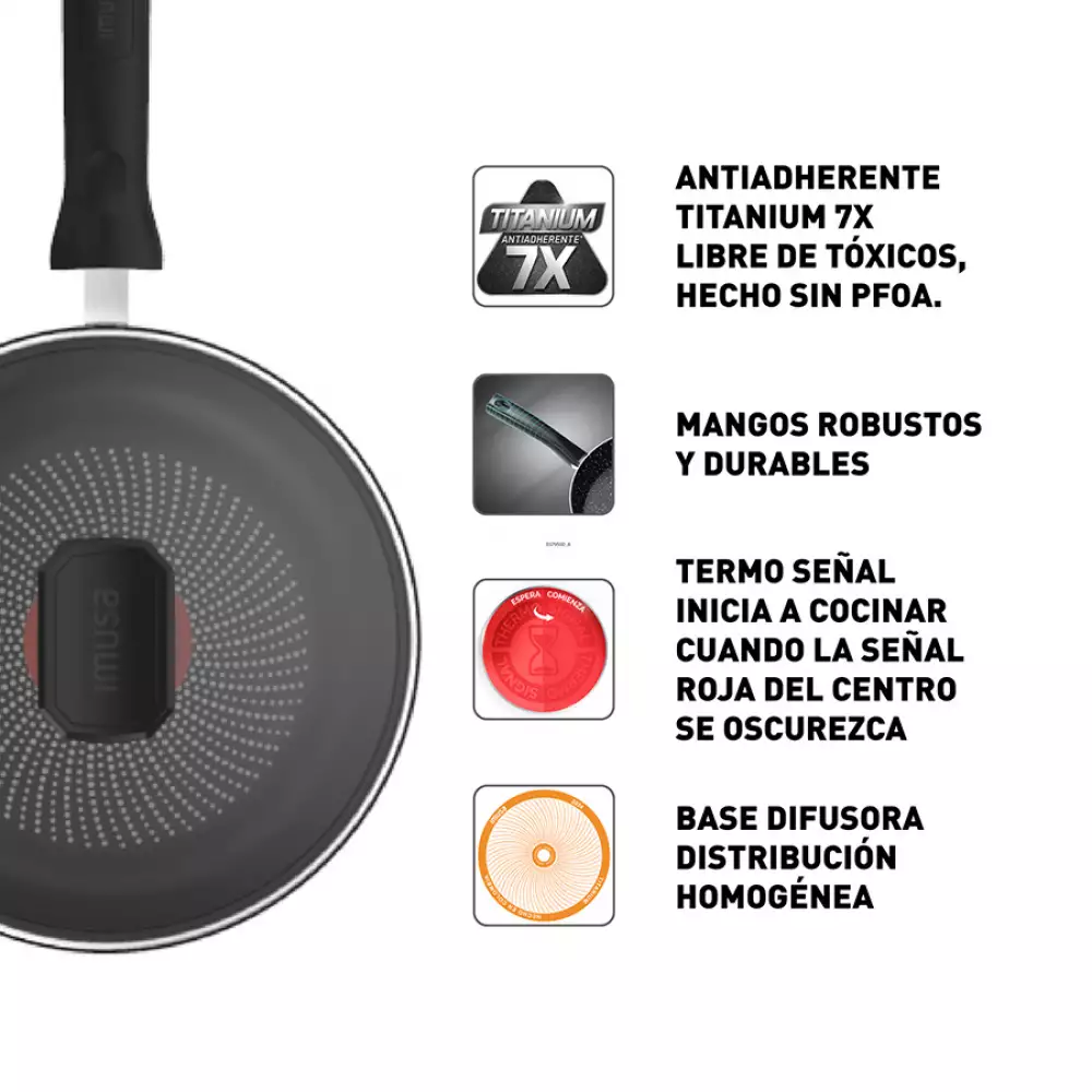 Cacerola Con Tapa Imusa Hardtitan 16Cm Negro Antiadherente 5861034643