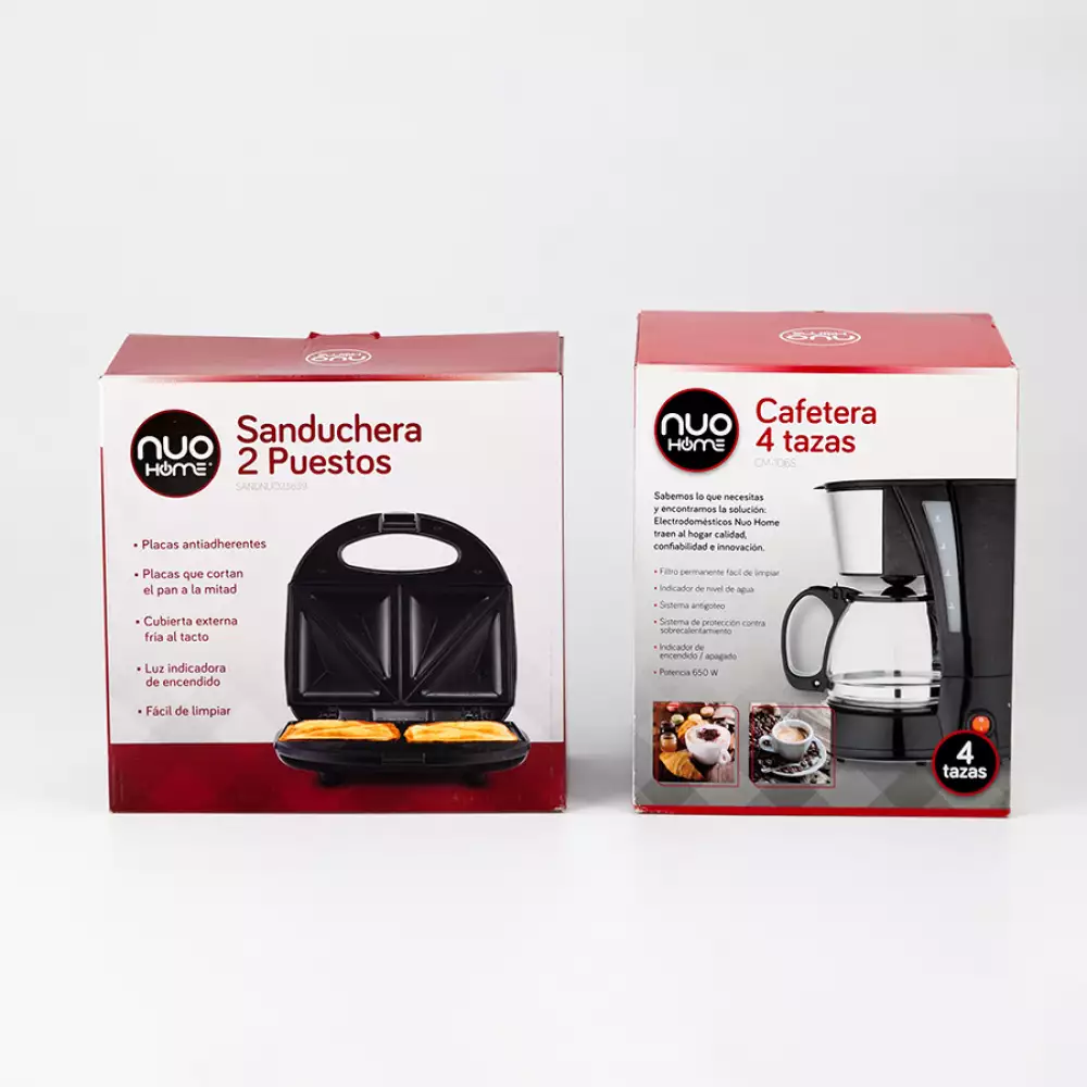 Cafetera+ Sanduchera Nuo Home Negro 4 Tz 650 W 750 W Plastico 56
