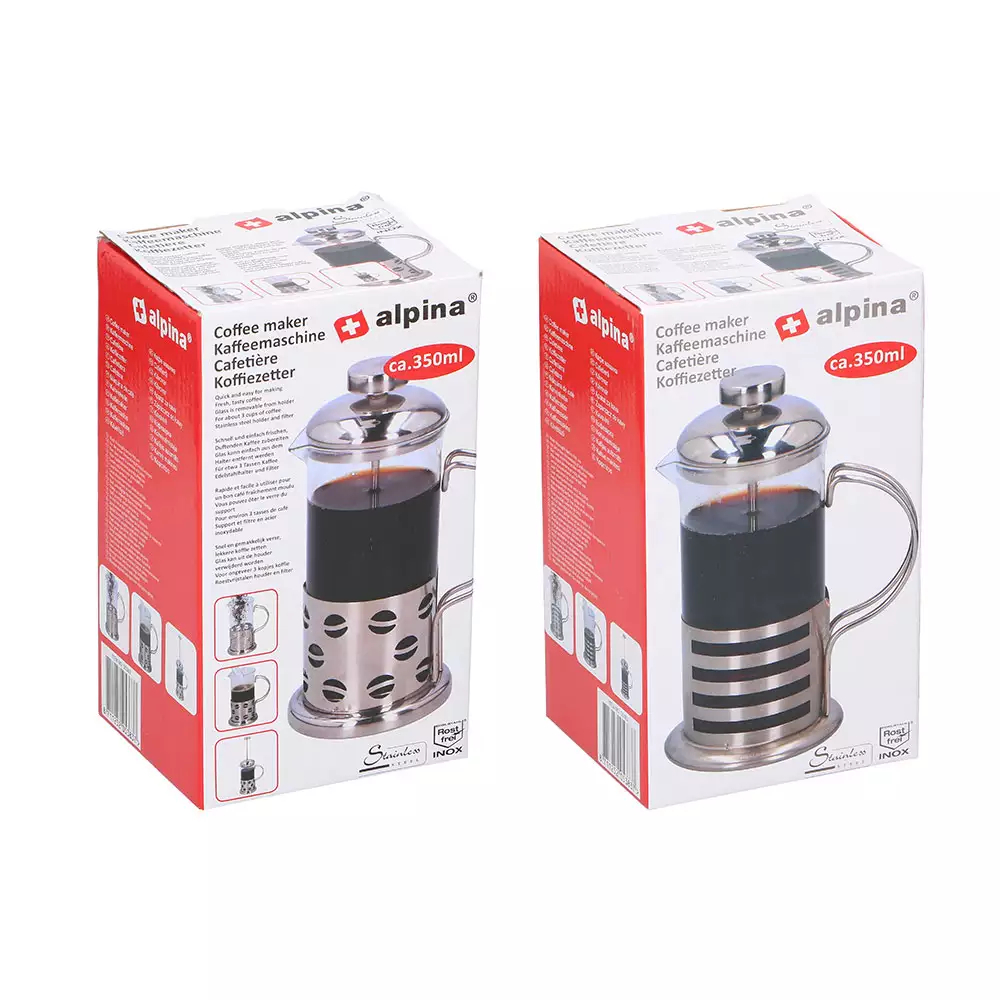 Cafetera Francesa Alpina Transparente 350 Ml Vidrio 871125205383