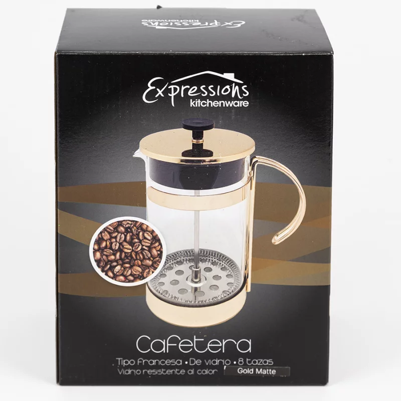 Cafetera Francesa Expressions Dorado 8 Tz Vidrio 1-021-8Gd