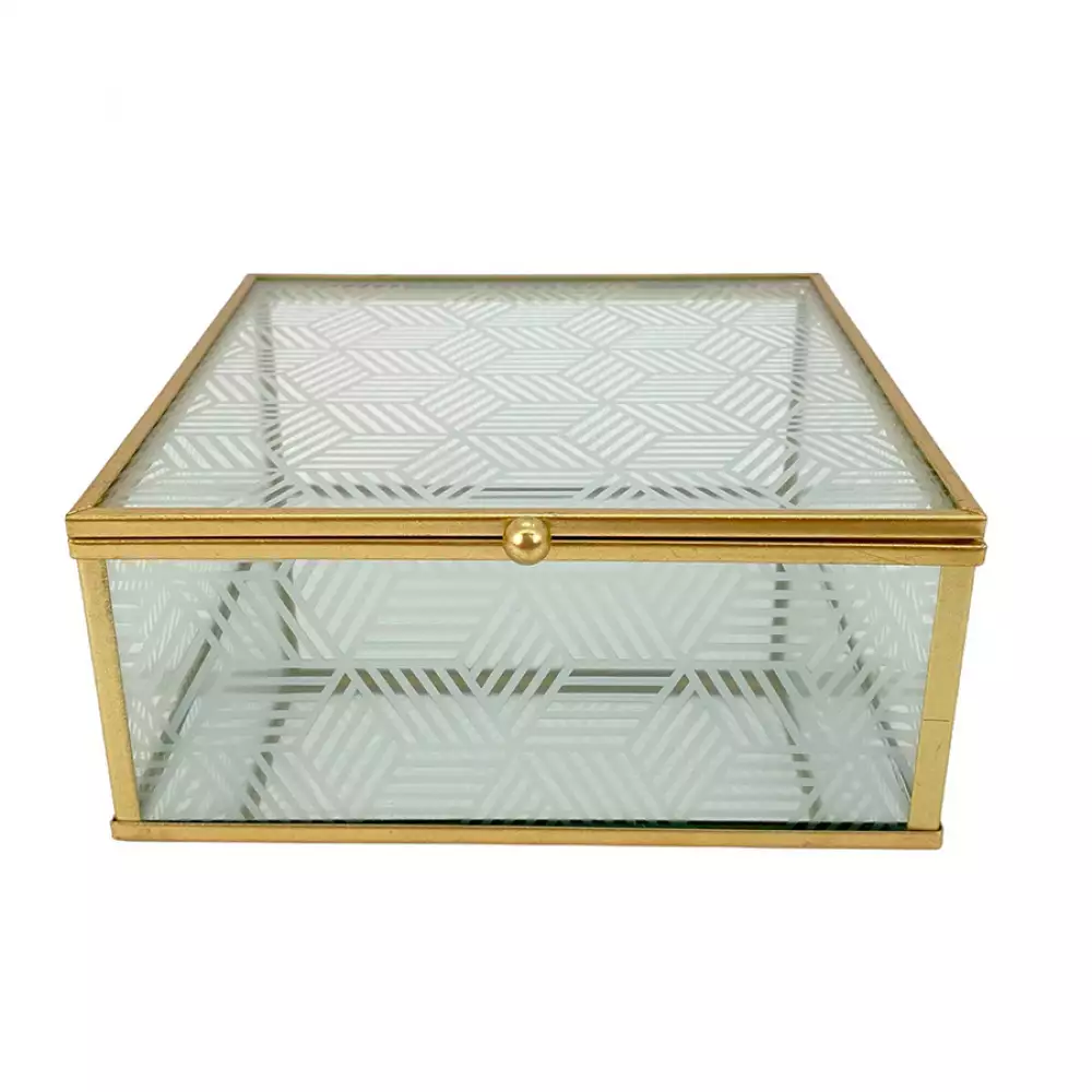 Caja decorativa concepts Rose Blush 15x5,7x16cm dorado vidrio 532-