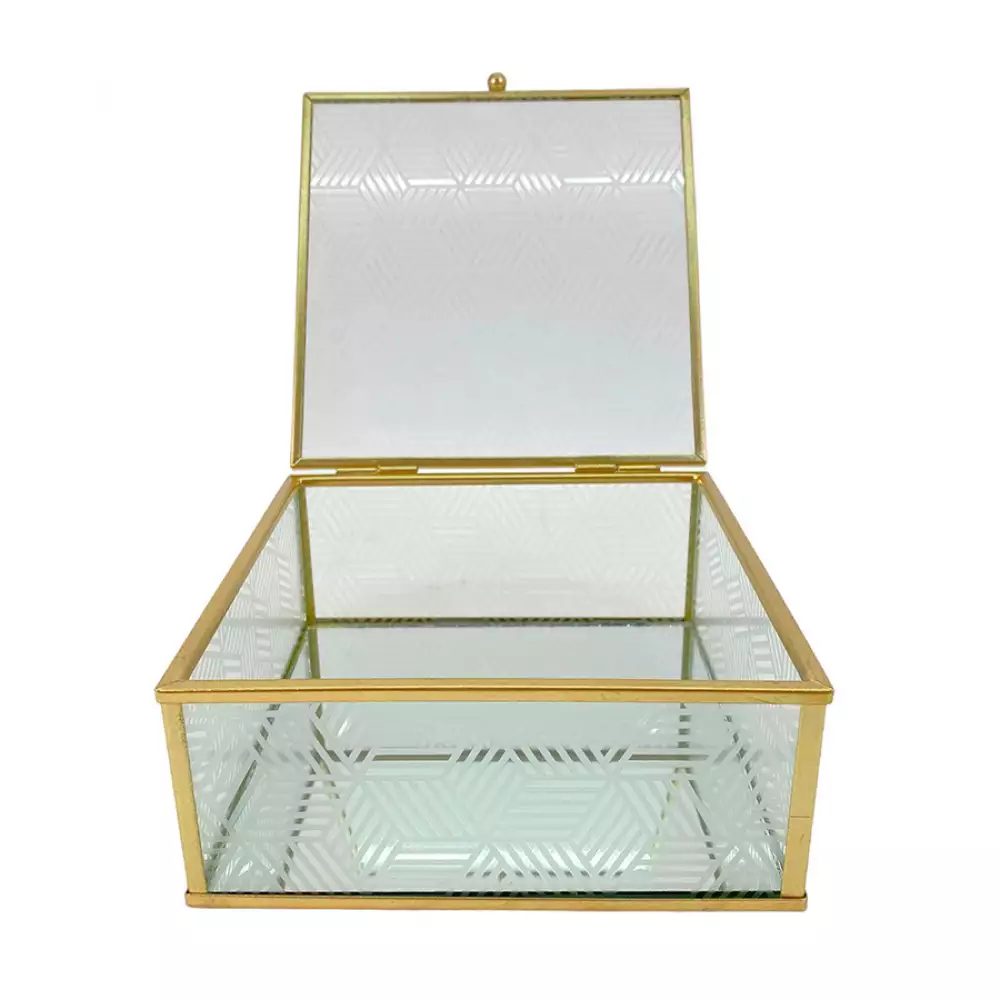 Caja decorativa concepts Rose Blush 15x5,7x16cm dorado vidrio 532-