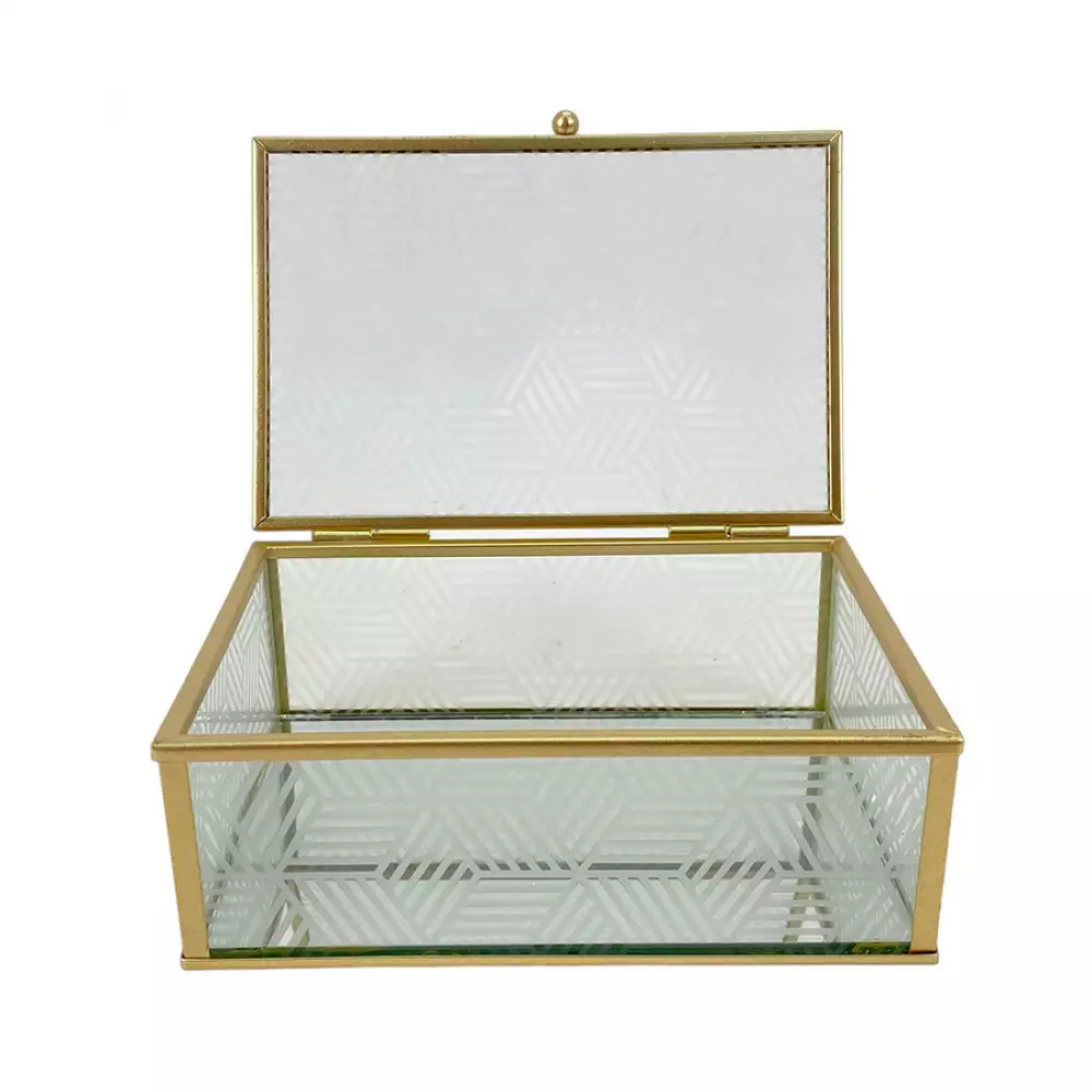 Caja decorativa concepts Rose Blush 15x6,5x10cm dorado vidrio 532-