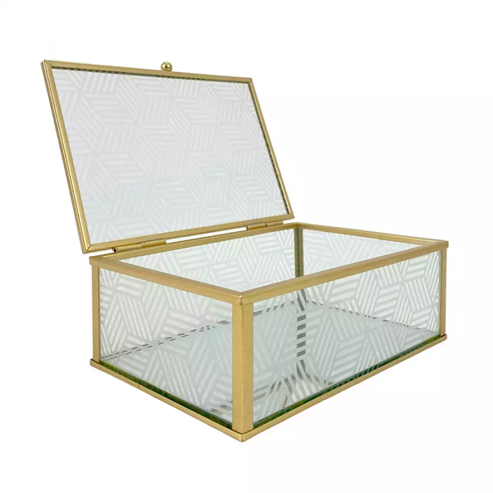 Caja decorativa concepts Rose Blush 15x6,5x10cm dorado vidrio 532-