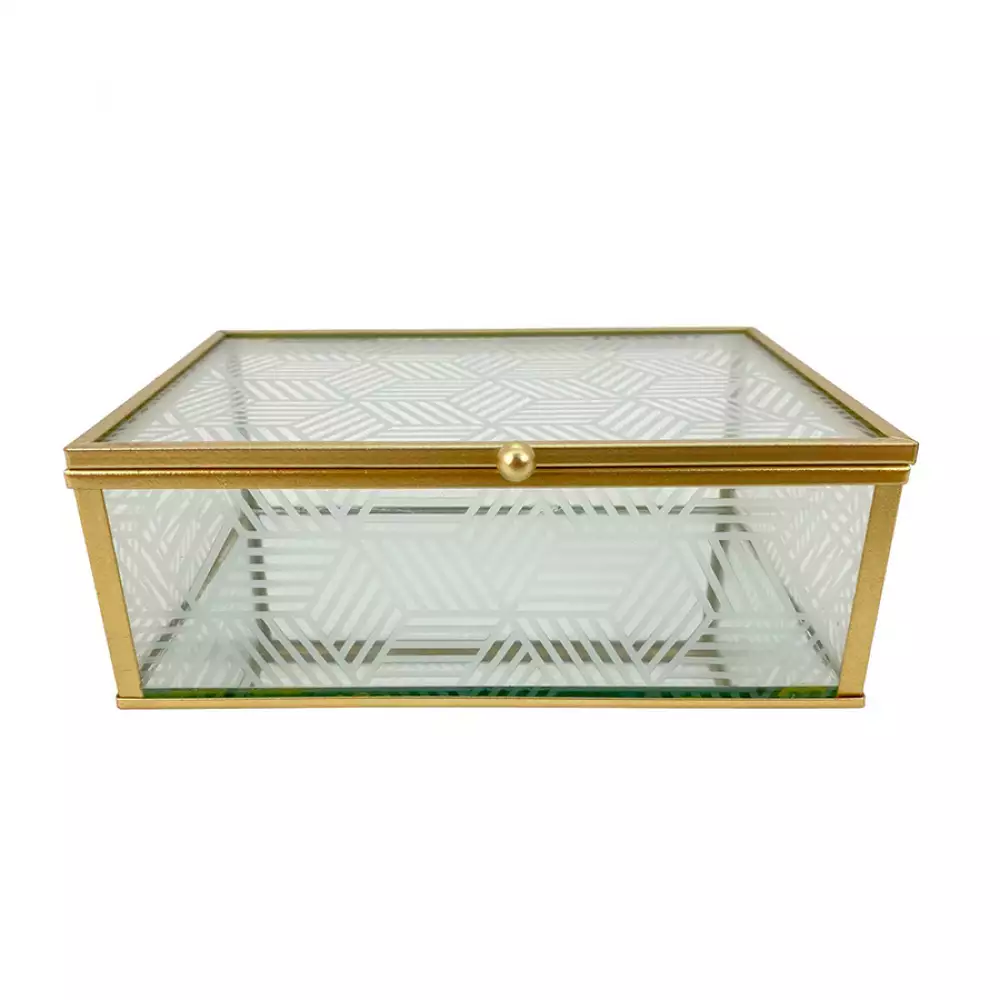 Caja decorativa concepts Rose Blush 15x6,5x10cm dorado vidrio 532-