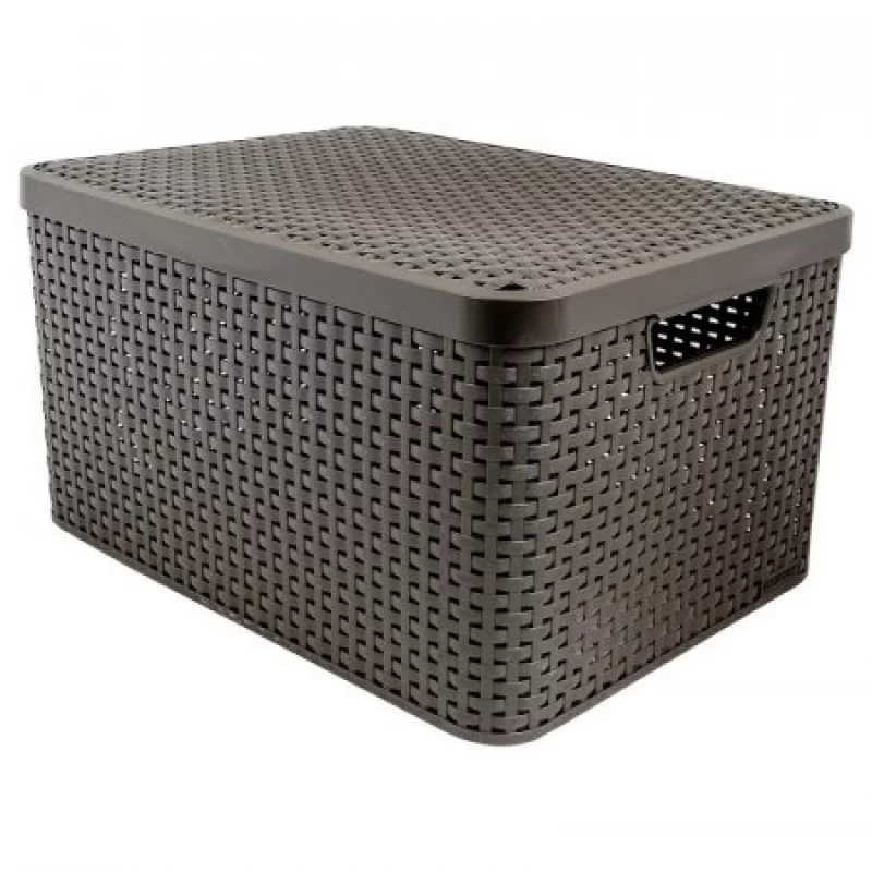 Caja Organizadora Curver 205861 Rattan 44X24X33 Cm Cafe 34 Lt