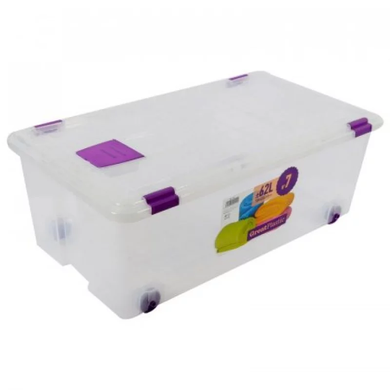 Caja Organizadora Great Plastic 62Lt-Transparente - Home Sentry