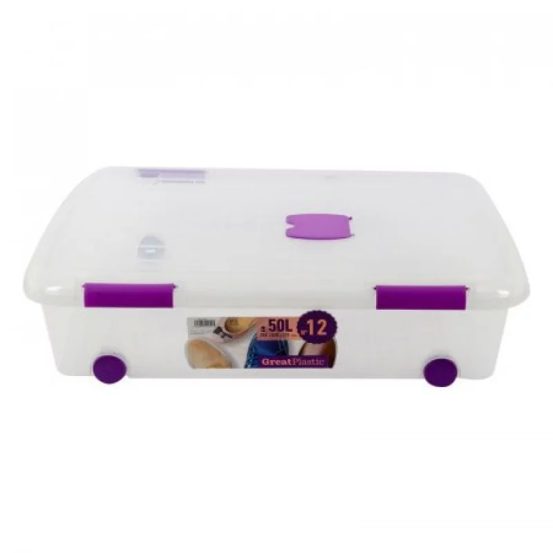 Caja Organizadora Great Plastic Con Ruedas 50Lt-Transparente - Home Sentry