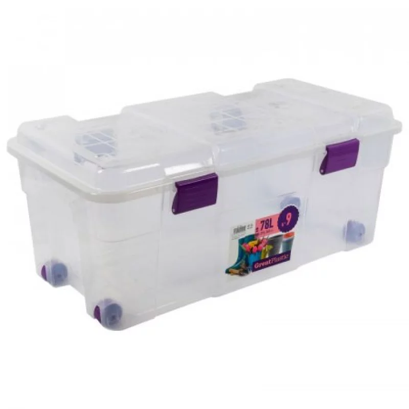 Caja Organizadora Great Plastic Con Ruedas Y 4 Cierres-Transparente