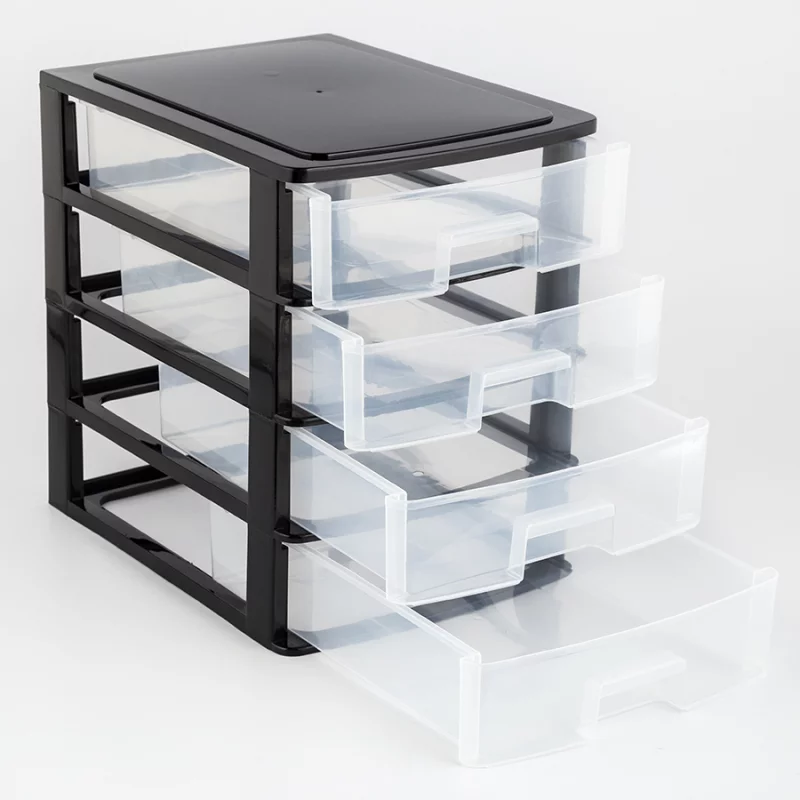 Cajonero Great Plastic Stylo 35.5X26.5X35 Negro 4 Cajones 2302