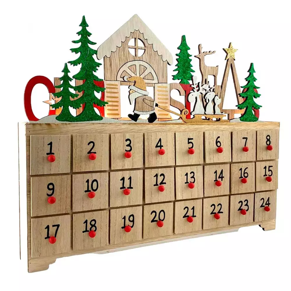 Calendario Navideño con Luces Santini Color Natural Home Sentry