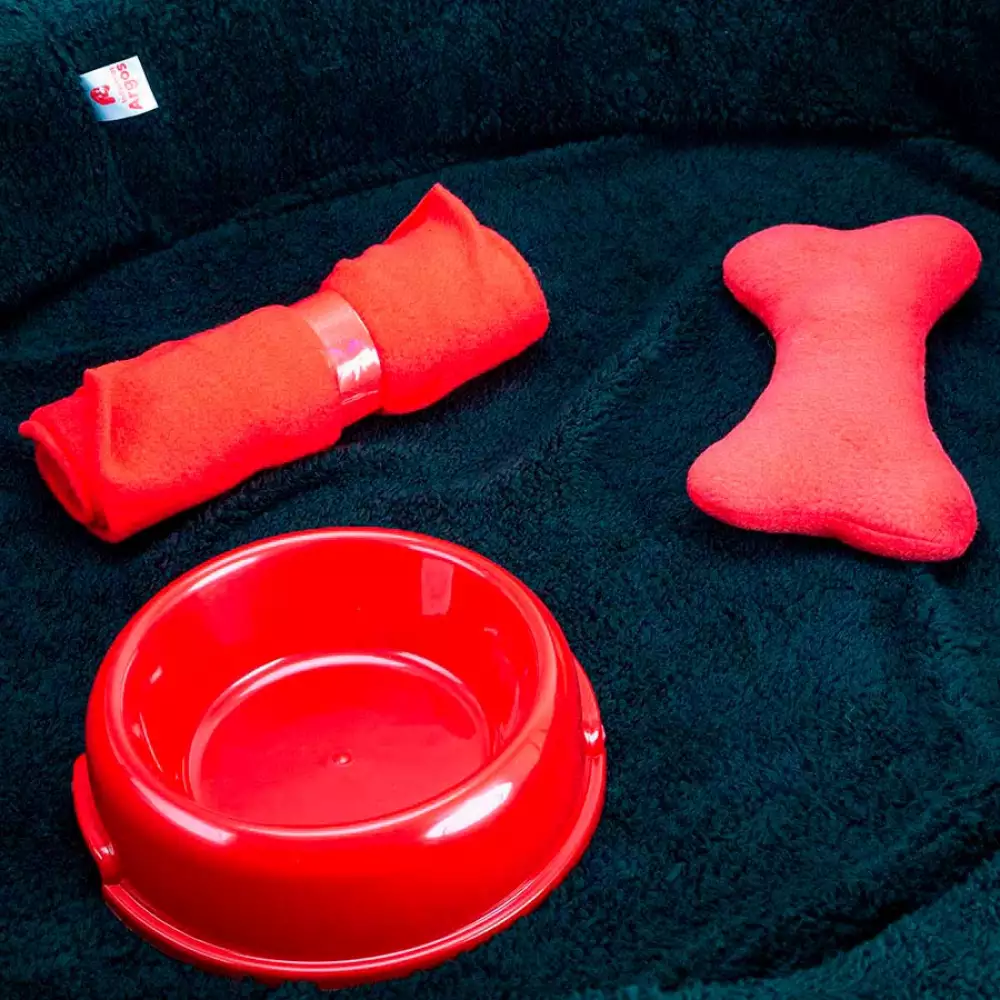 Cama Perro Clark 39272 Azul Oscuro + Comedero + Cobija